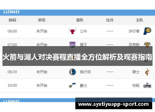 火箭与湖人对决赛程直播全方位解析及观赛指南
