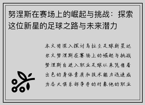 努涅斯在赛场上的崛起与挑战：探索这位新星的足球之路与未来潜力