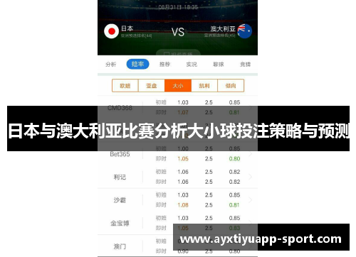 日本与澳大利亚比赛分析大小球投注策略与预测